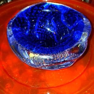 Murano Italy Blue Glass Art Bowl